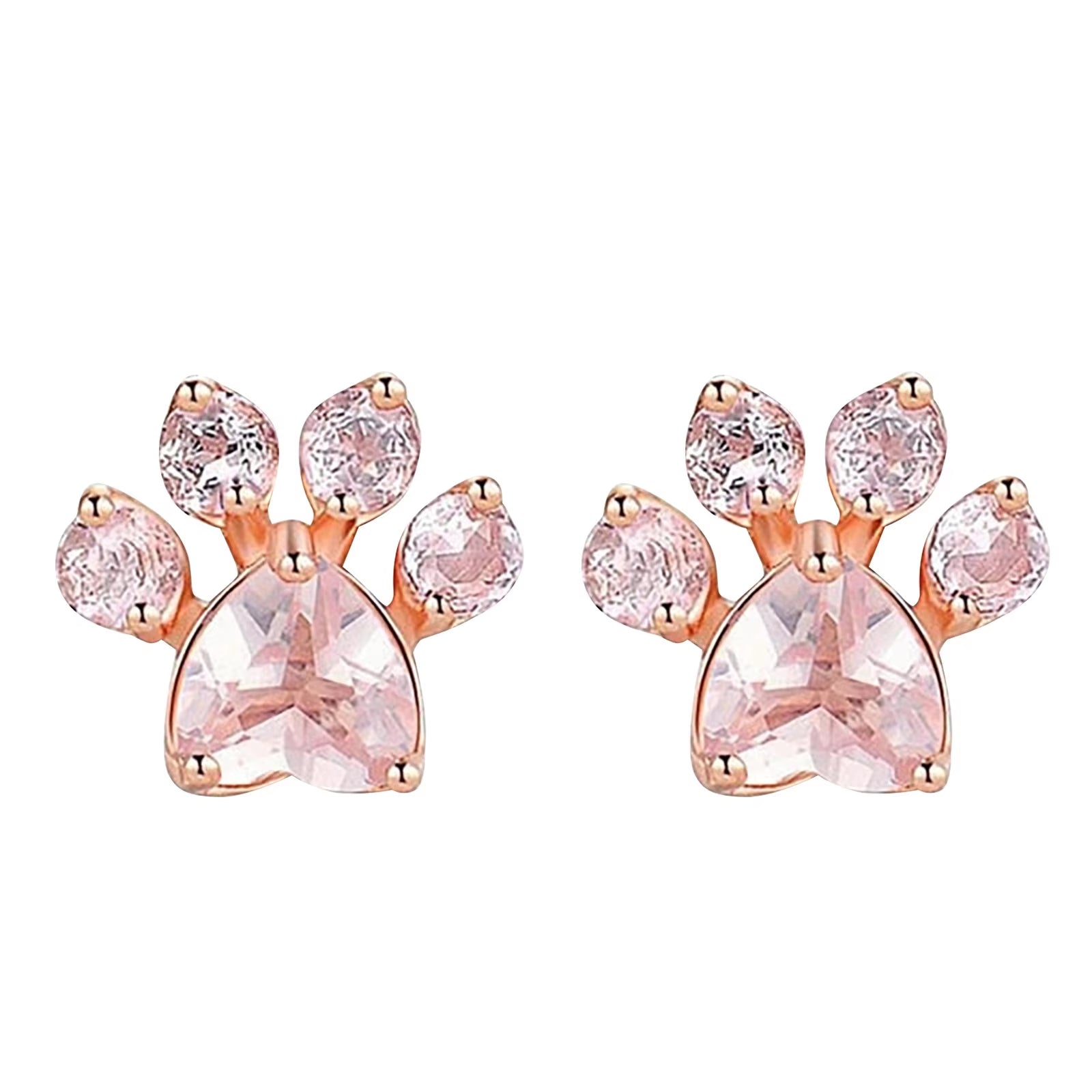 Pink Crystal Footprint Earrings (أقراط بصمة الكريستال الوردي - تصميم أنيق وصغير للحفلات)