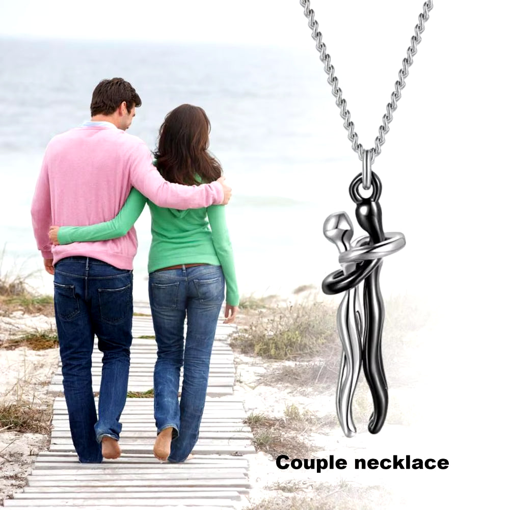 Hip Hop Hugging Couple Necklace (عقد العناق للأزواج بتصميم هيب هوب - هدية رومانسية)