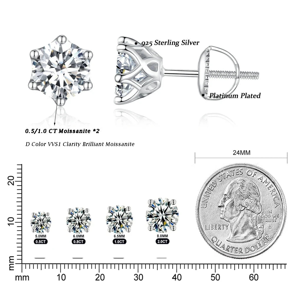 Luminous Moissanite Stud Earrings (أقراط الألماس اللامعة)